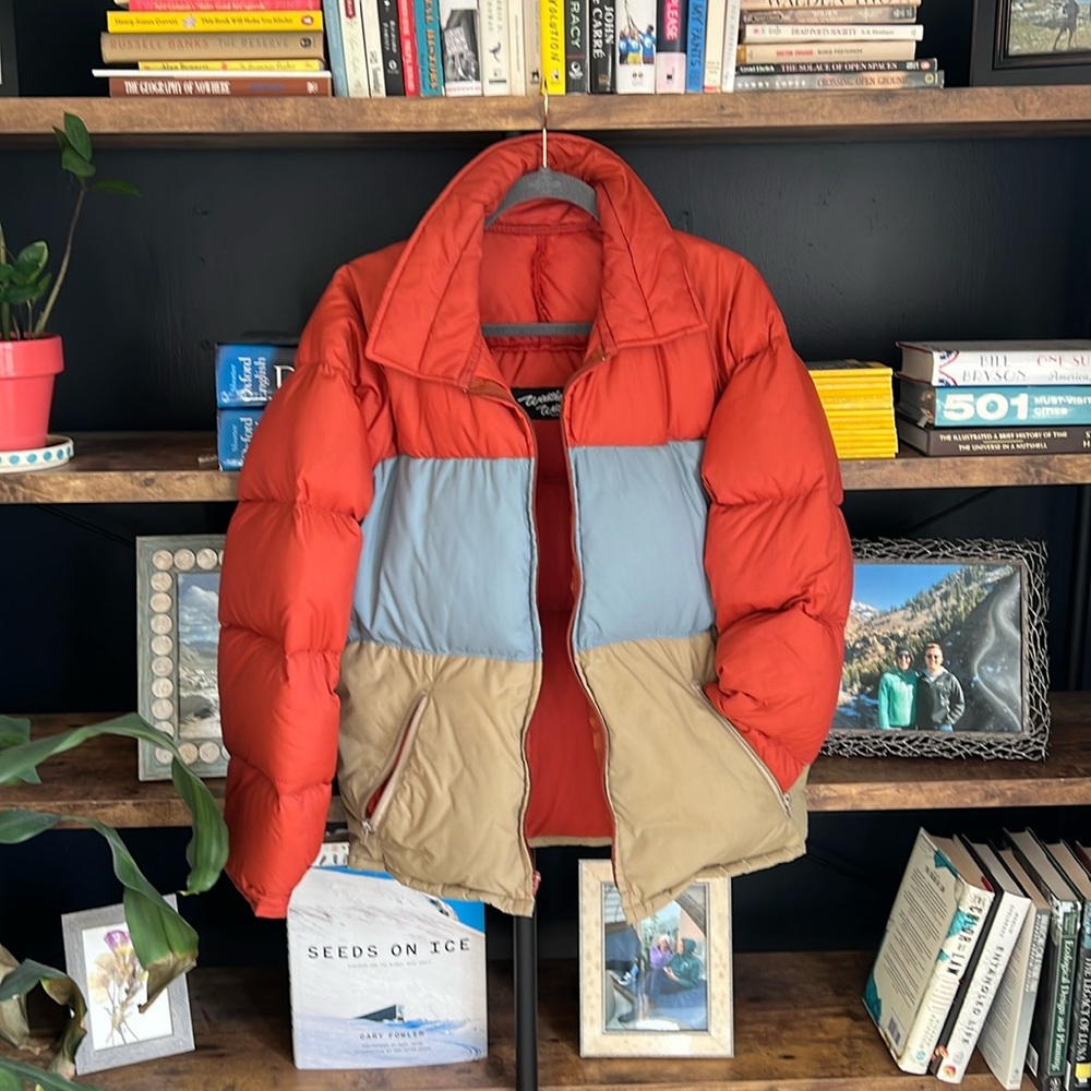 Vintage Color Block Puffy Down Jacket